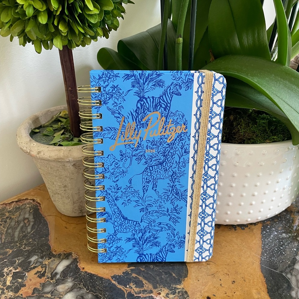 Lilly Pulitzer Blue and Gold Spiral Notebook Agenda 2025 NWT